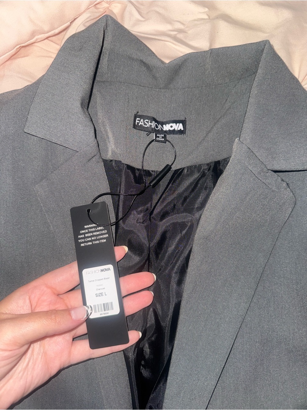 FASHION NOVA Gray Single-Breasted Blazer
